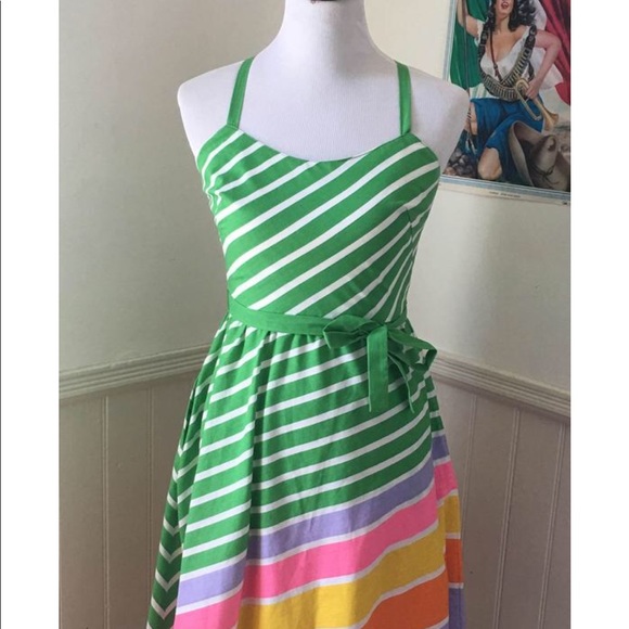 ❤️sold❤️Vintage 1970s 1980s Striped Rainbow Dress - Picture 2 of 5